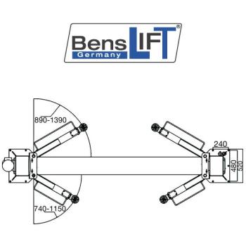 Benslift 2-Säulen Hebebühne 4,2t BL 2.42M